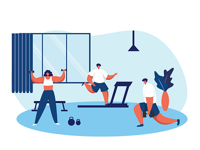 Gym Illustration activity artistic blue boy business design flat girl gym illustration shot sport vector