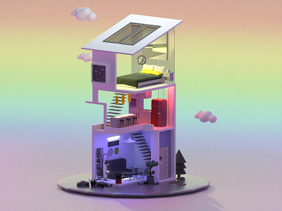 Lights Of The Morning 3d 3dart 3dblender art blender colors design furniture home house illustration light morning smeg