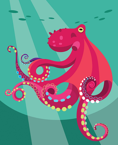 octopus animals cliparts branding design digital editorial illustration