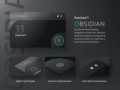 PointCard Obsidian credit card finger scan obsidian