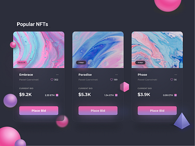 NFTs Card Design blockchain card design glass glassmorphism nft nfts product design ui ui design ux visual design web app web design