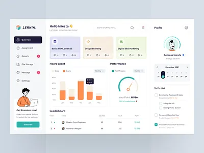 E - Learning Dashboard 📚 analytic chart clean clean dashboard course dashboard dashboarddesign design e learning education illustration learn profile progress study to do list ui ux web design website