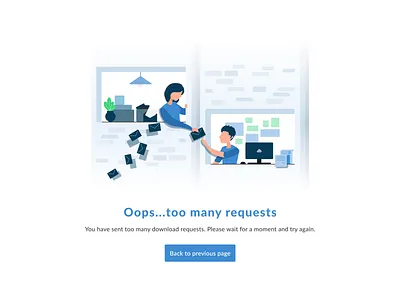 429 Error Too Many Requests 429 429 error 429 illustration blue clean design clean illustration clean ui design error handling error illustration error page error state figma flat illustration illustration too many requests ui vector website design white