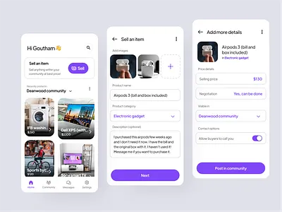 💵 Buy and sell items in a community (app concept) buy and sell community concept app design challenge gouthamgtronics second hand buy sell app selling app thrift shop