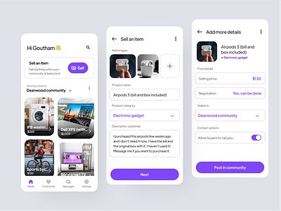 💵 Buy and sell items in a community (app concept) buy and sell community concept app design challenge gouthamgtronics second hand buy sell app selling app thrift shop