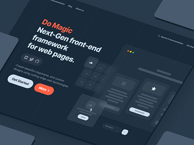 Where Magic Happens ✨ clean dark dark mode framework glass glassmorphism landing landing page landingpage night ui ux web design web site web site design webdesign website