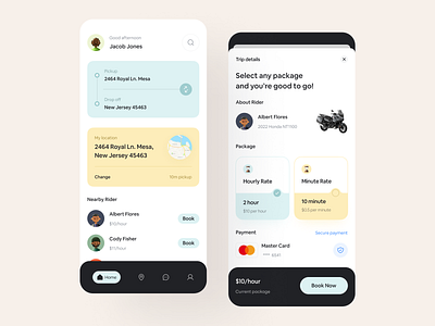 Ride Booking bike share clean ios application minimal app design mobile app design mobile design mobile ui modern design piqo design ride booking ride share rider riding app roundtrip route share ui design user interface