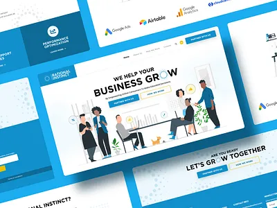 Rational Instinct blue brand identity branding business connection consulting coparate design identity landing page design modern design sem seo ui ui design ux web design