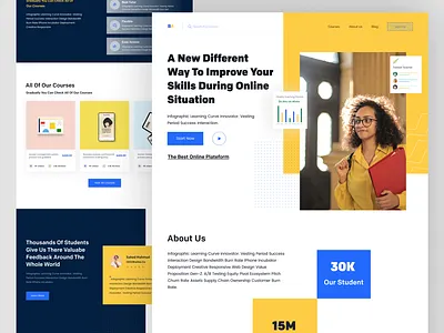 E-Learning Landing Page e learn e learn web e learning e learning landing page e learning website education landing page elearning graphic design learning learning landing page learning management learning plateform learning website mentor design minimal design online course application online education popular design website