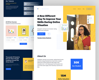 E-Learning Landing Page e learn e learn web e learning e learning landing page e learning website education landing page elearning graphic design learning learning landing page learning management learning plateform learning website mentor design minimal design online course application online education popular design website