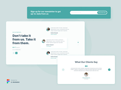 Testimonial & Newsletter Design component design design eye catching minimal design modern new trend ui ux web ui webdesign