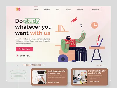 E-learning landing page. agency branding design e learning e learning landing page illustration landingpage logo typography ui uiux ux web webdesign