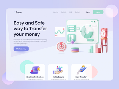 Ornge - Website Hero Concept 21 trend 3d creative header design hero concept hero design illustration landing page logo minimal payment template transaction ui ui design user interface ux vibrant website website design