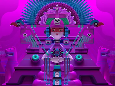 Maya y los tres 3d c4d character design illustration maya octane pink render vector