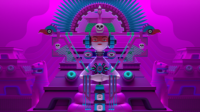 Maya y los tres 3d c4d character design illustration maya octane pink render vector