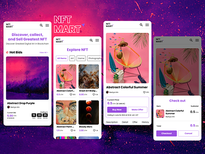 NFT MART - Idea design for NFT App app branding design graphic design illustration nft ui ux