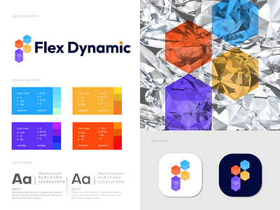 Brand identity design for Flex Dynamic a b c d e f g h i j k l m n brand branding brandmark design dimond gamestone icon identity letter logo logo logo design logo designer logotype mark minimal monogram print symbol typography