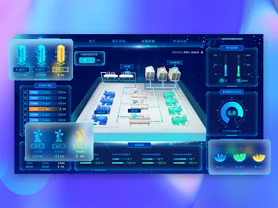 Large screen data visualization for Hydropower project 3d app large screen data visualization system ui