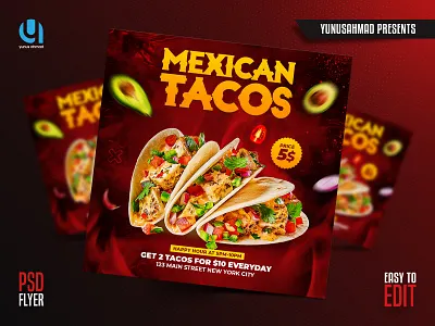 Tacos Flyer And Instagram Post Template instagram post