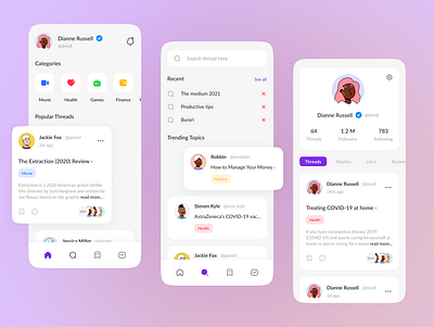 Social Media - Thread App book card gradient read thread timeline twitter uiux