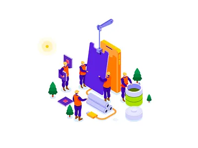 Repairing coworking design graphic design graphics illustration isometric minimalism team team work teamwork vector
