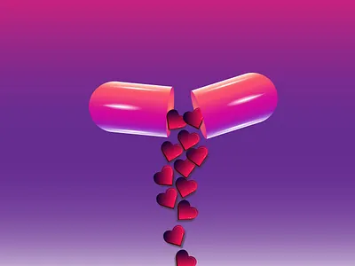 Love pills 3d creative hearts icon idea illustration love pill romance romantic tablets vector