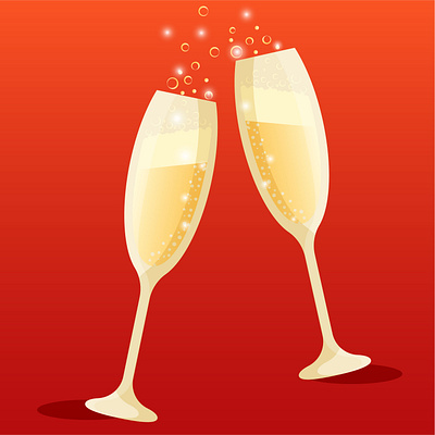 Two glasses of champagne , celebration symbol sparkling