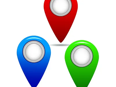 Set of glossy location symbols. arrow