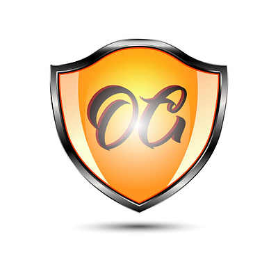 Initial logo letter OG with shield Icon silver color isolated design