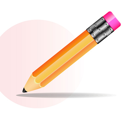 Yellow pencil on white background. Flat cartoon illustration. tip