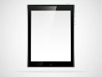 Realistic tablet pc computer with blank screen isolated frame