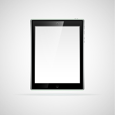 Realistic tablet pc computer with blank screen isolated frame