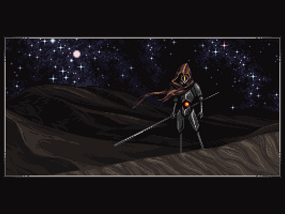 The Drifter art desert dune illustration nebulae pixel pixelart space