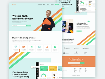 Education startup landing page colorful design education startup eductaion figma landing page page layout startup web design website