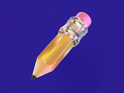 Pencil 3d blender clean design icon illustration paper pen pencil render