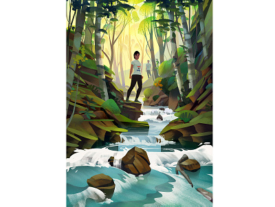 ACT Neretvica activist environment fight forest illustration mountain river trees water waterfall