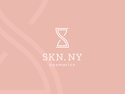 SKN.NY Cosmetics Logo Design brand identity branding cosmetics hourglass logo pink