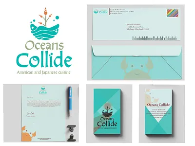 Oceans Collide: Stationary Package branding design illustration logo