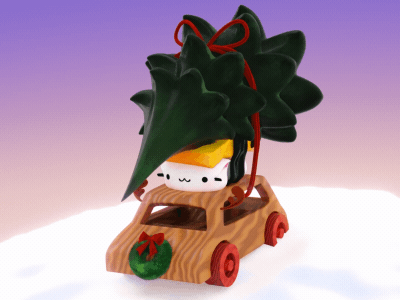 Happy Holidays! 3d animated gif animation b3d cat christmas christmas tree gif kitty snow tamago cat xmas