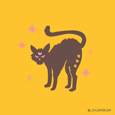 Backup plan cat creepy design flat flat illustration halloween illustration spooky stars tattoo tattoo idea whimsical witchy