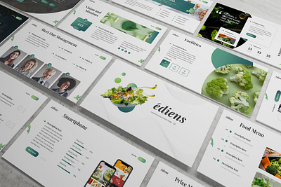 Ediens – Healthy Food Presentation Template blue diet energy farmer fresh fruit gradient green grocery ingredient investment market natural organic peach powerpoint template presentation simple slides vegetable