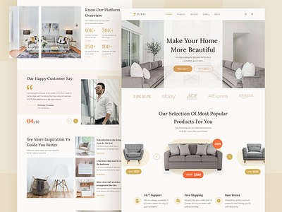 PURNI - Furniture Landing Page chair ecommerce furniture home homepage house interior landing page online store property shop sofa store ui uiux ux web web design website
