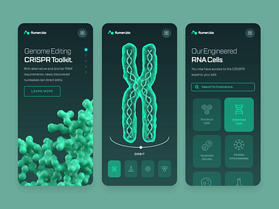 Flumen Bioscience — Mobile UI/UX 1 2d 3d animation biology biotech cancer chemistry crispr dna drug green medical mobile pharma protein science technology ui ux web design