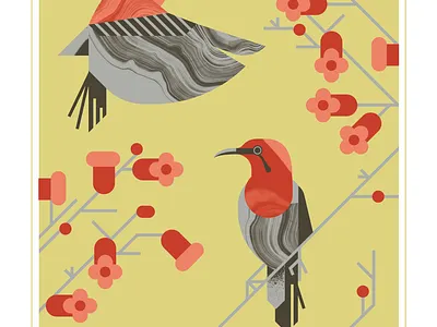 Crimson Sunbird animal bird character crimson design flight geometric illustration red sunbird texture vector