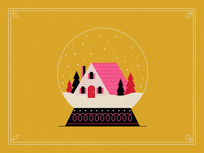 Drawcember: Snowglobe a frame cabin flat illustration snowglobe texture trees winter