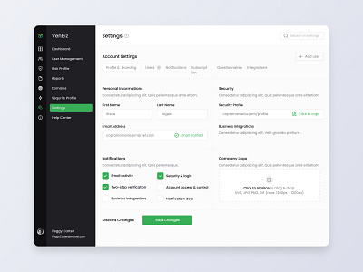 SaaS Dashboard UI application design business collapsed menu dashboard design menu design saas saas application settings settings page side bar design ui ux web app web application