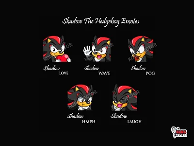 Shadow The Hedgehog Twitch Emotes cartoon design emoji emote emotes graphicdesign hmph illustration laugh love pog shadow sticker streamerfortwitch streamers thehedgehog twitch twitchemote twitchemotes wave