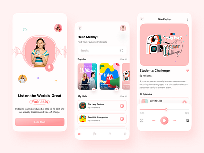 🎧 Podcast App app audio clean design home ios listen live streaming mobile app onboarding playing podcast app ui ux