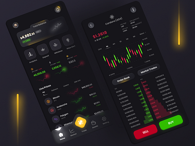 Cryptocurrency Exchange App - Dark Version aceagency acechallenge app app design appdesign concept concept design crypto cryptocurrency cryptocurrency exchange cryptocurrency exchange app dark mode design dotchallenge exchange app ui ui design uiux