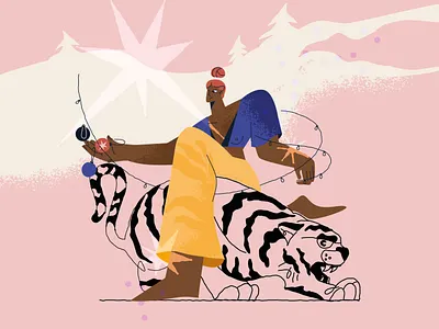 New Year 2022 is almost here adobe illustrator character christmas design flat illustration line art new year new year2022 tiger tiger2022 ui vector